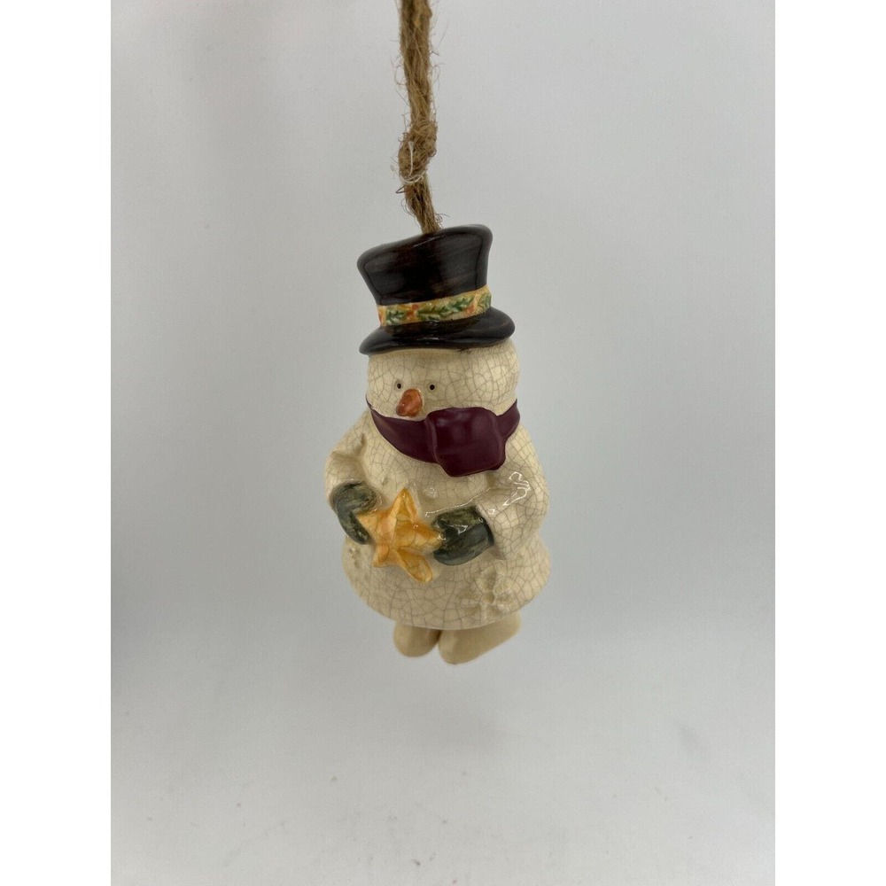 Vintage Christmas Ceramic Snowman w/Dangling legs Ornament